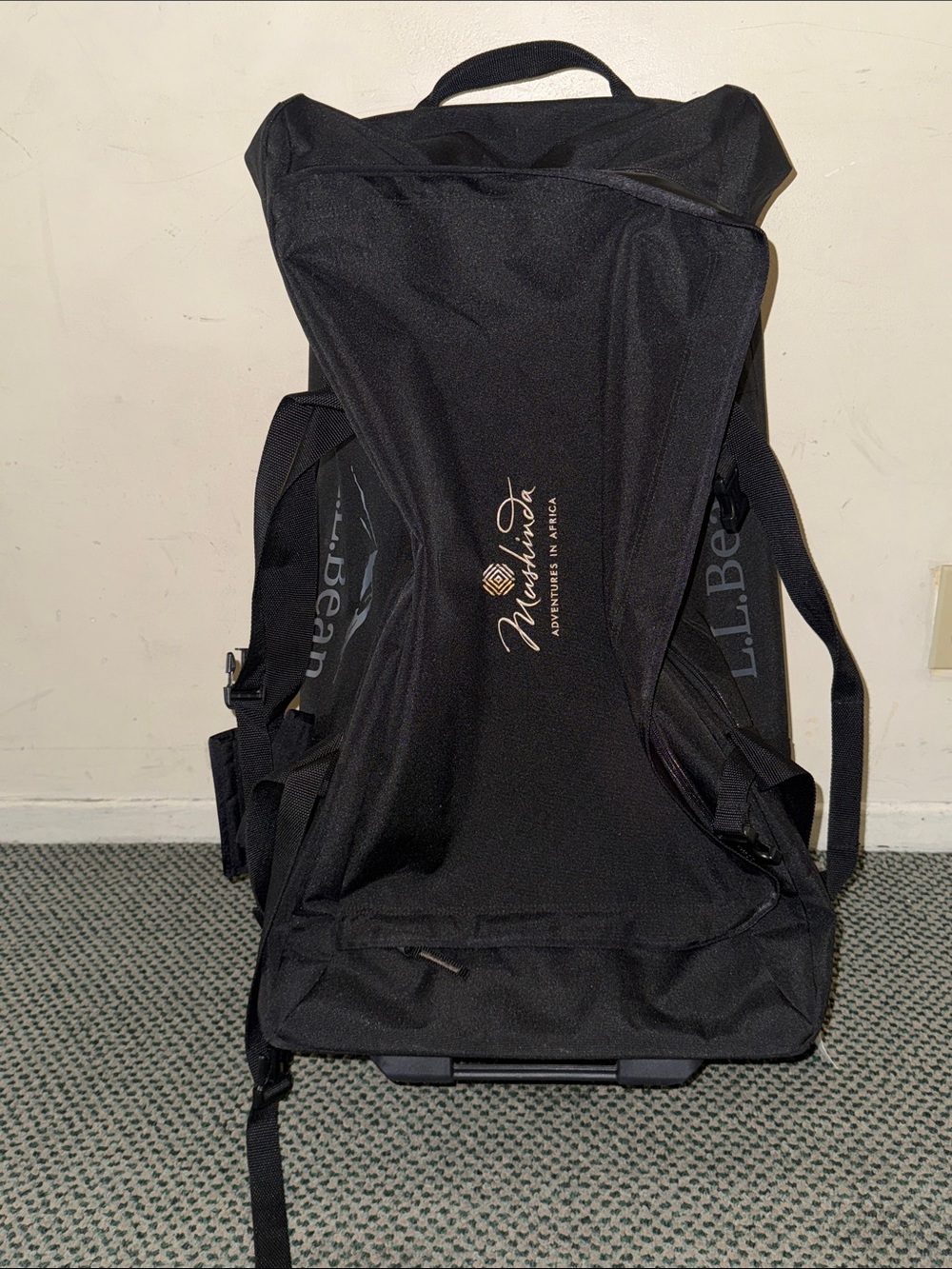 L.L. Bean Black Backpack with Gold Logo Accent